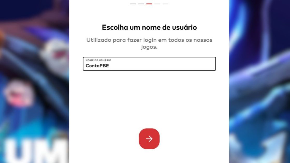 Imagem do Login da conta no PBE