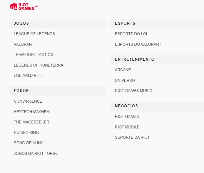 Na foto, o site do LoL