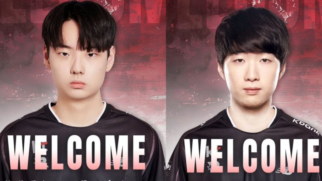 Na foto o anúncio dos suportes Pollu e Ghost na KT Rolster para a LCK 2026