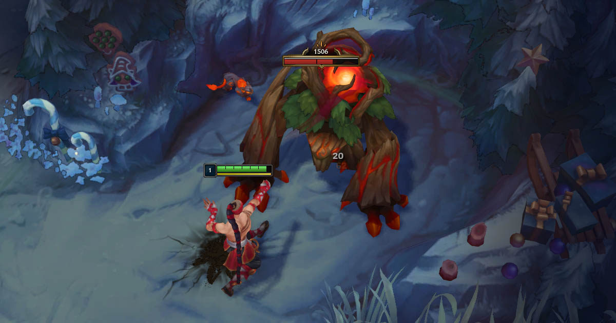 Imagem do campe~ao Lee Sin batendo em um monstro da jungle do League of Legends