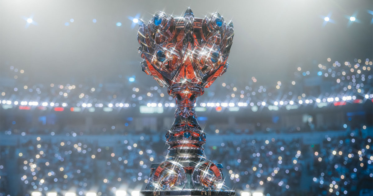 Imagem do troféu do Worlds 2025