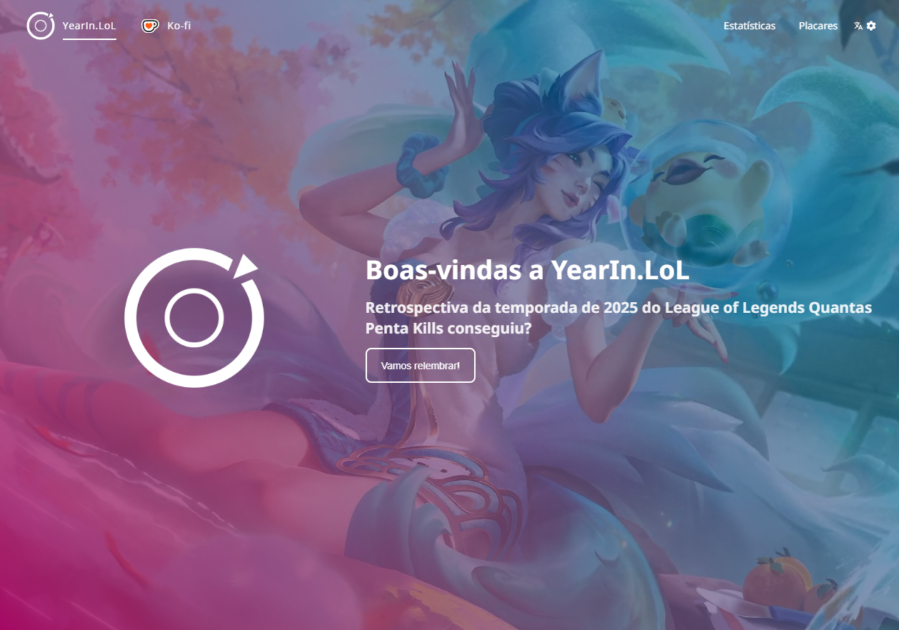 Na foto, o site Year in LoL, para ver a sua retrospectiva no LoL em 2025