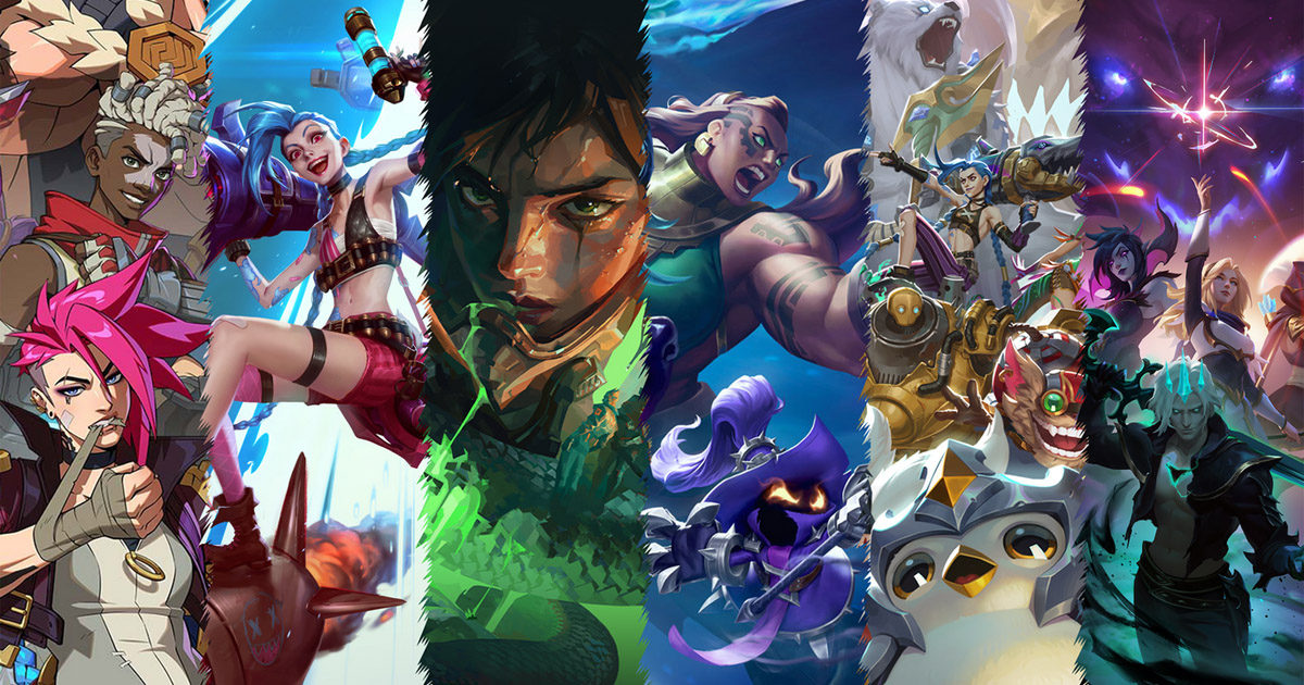 Imagem de vários jogos da Riot lado a lado 