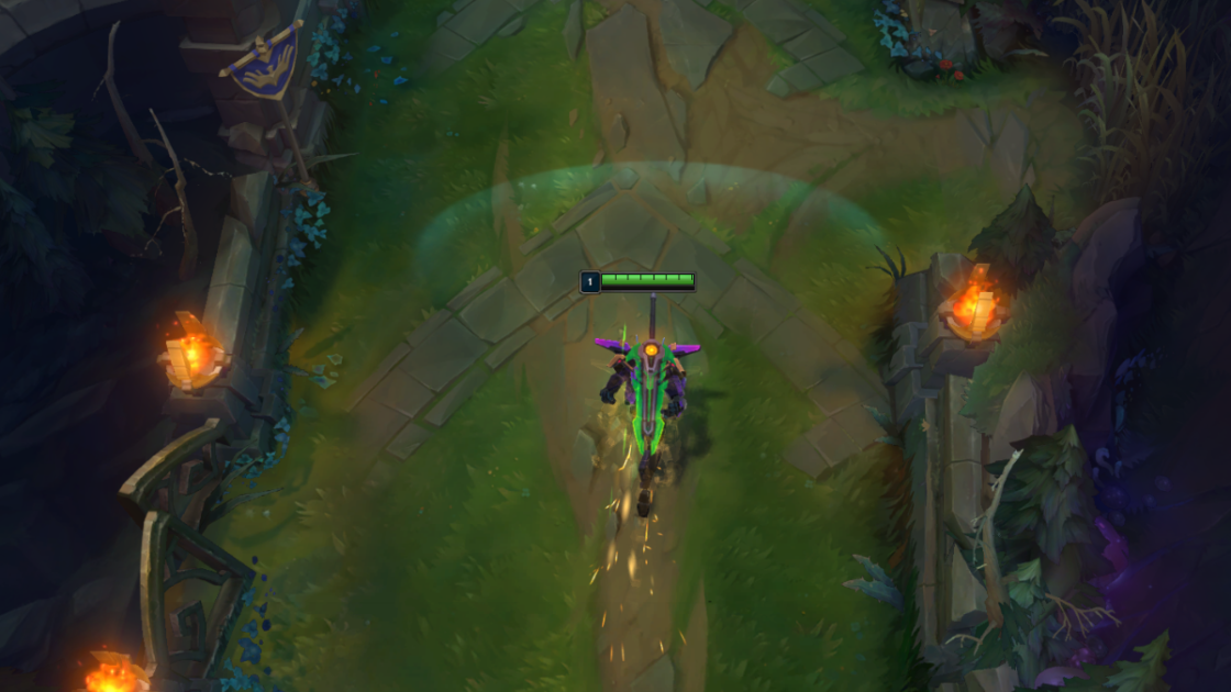 Foto da skin Mech Aatrox dentro de jogo.