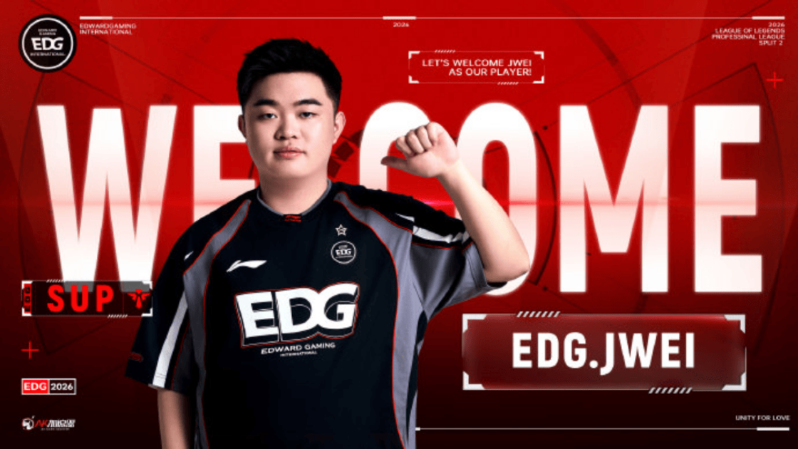 Foto de anúncio de Jwei, novo suporte da EDG.