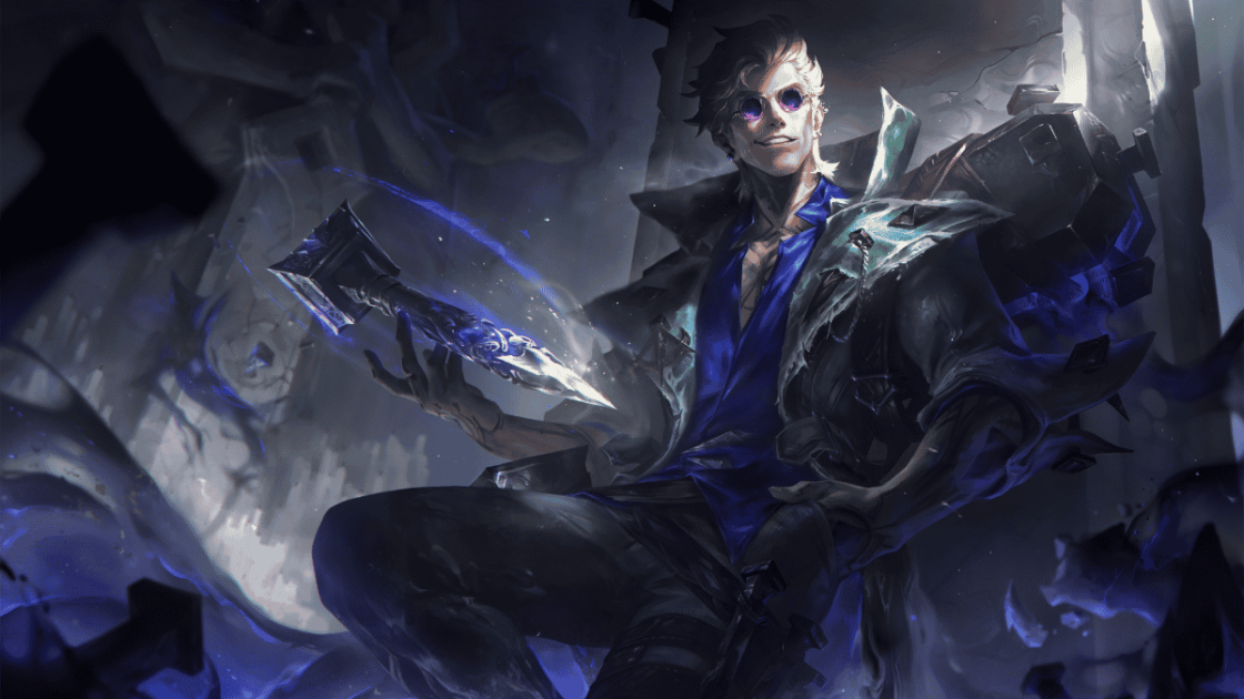 Imagem da Splash Art de Locke, novo campeão do LoL.