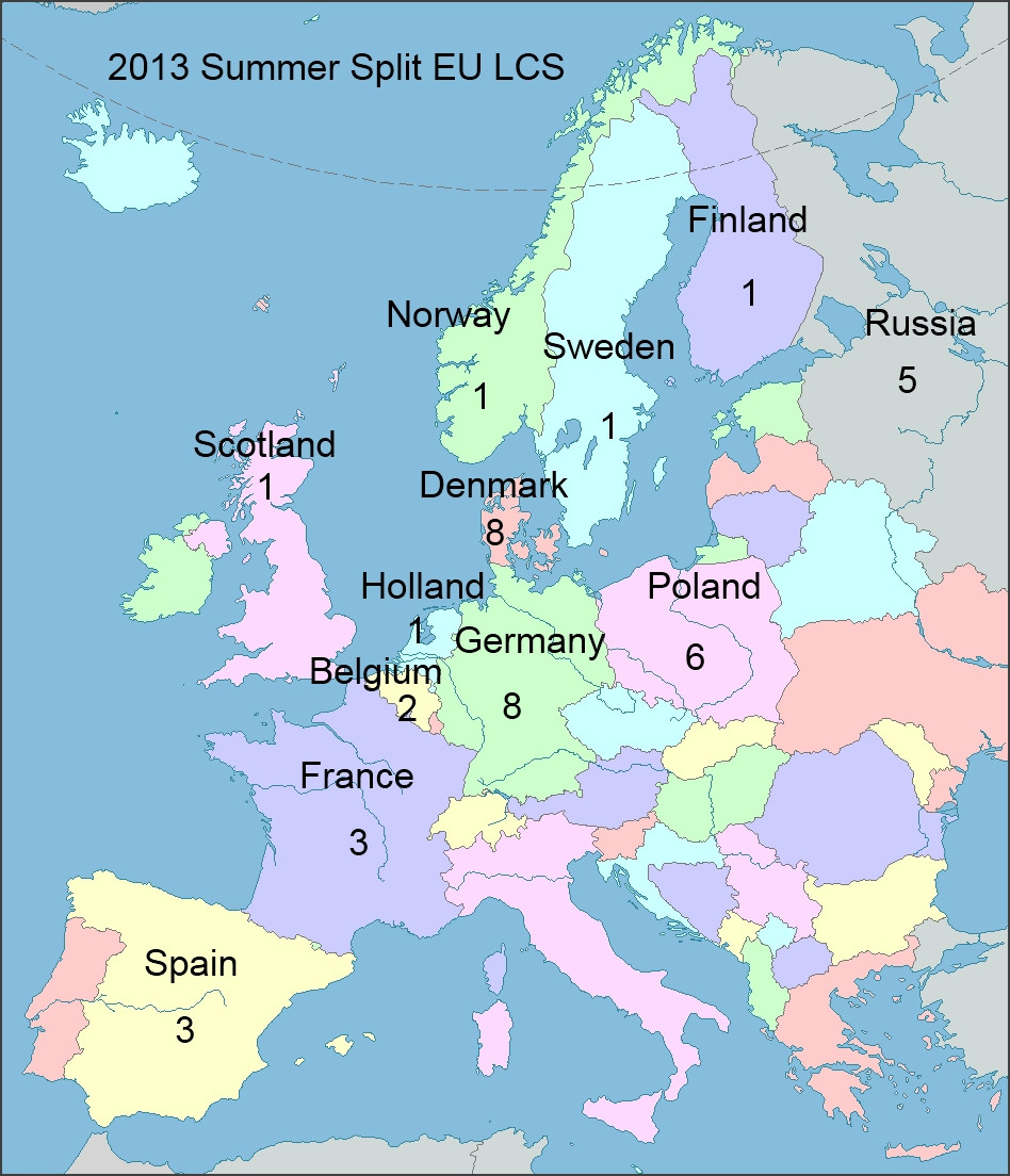 Quantos players cada país tem na LCS Européia?