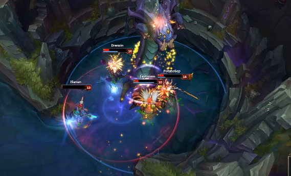 Com o novo item de suporte Redenção, Sona realiza um quadra kill bizarro