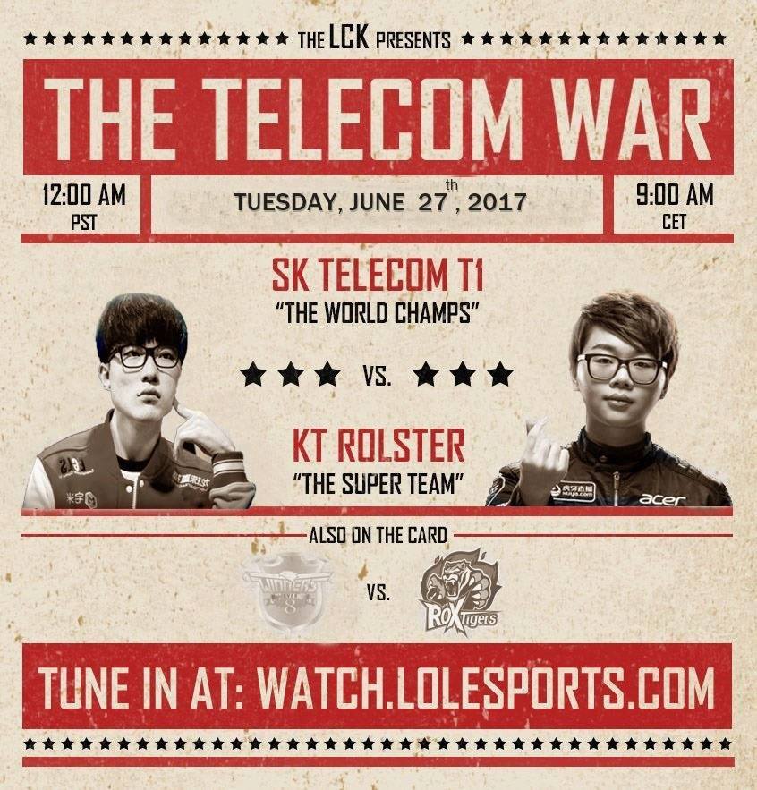 SKT e KT Rolster protagonizam mais uma Telecom War nesta terça-feira
