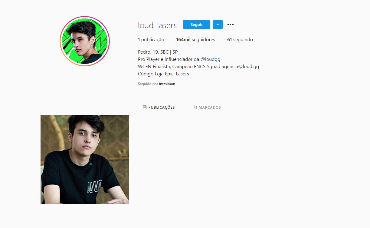Novo jogador da Loud consegue mais de 160 mil seguidores no Instagram em menos de 1 dia