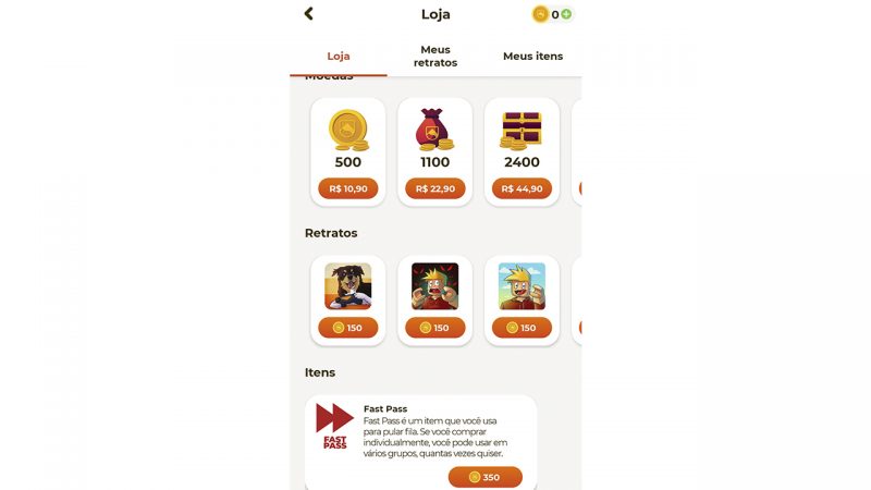 Loja de itens no Sherwa