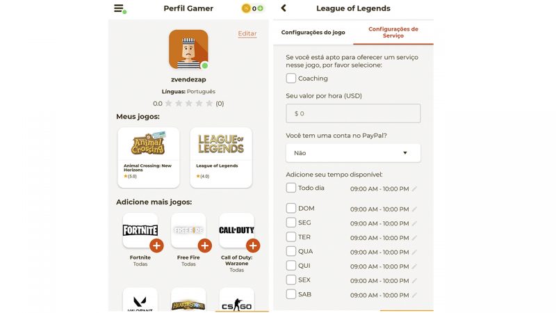 Sistema de coach do Sherwa