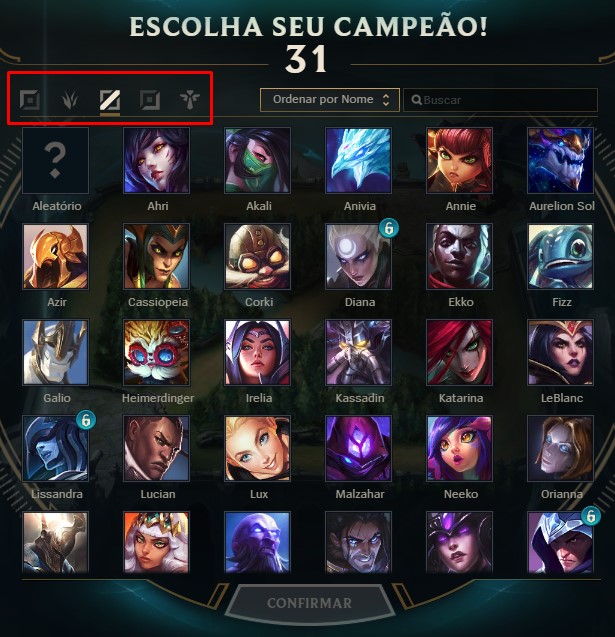Escolha de campeões no LoL