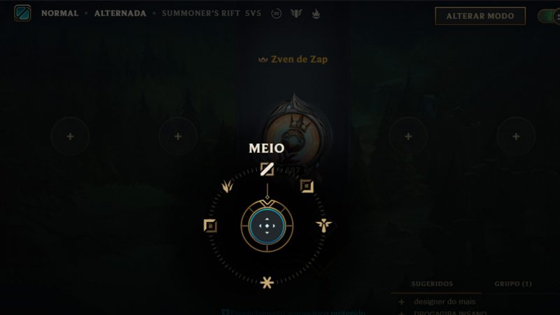 Escolha de rotas do LoL no modo normal ou ranqueado