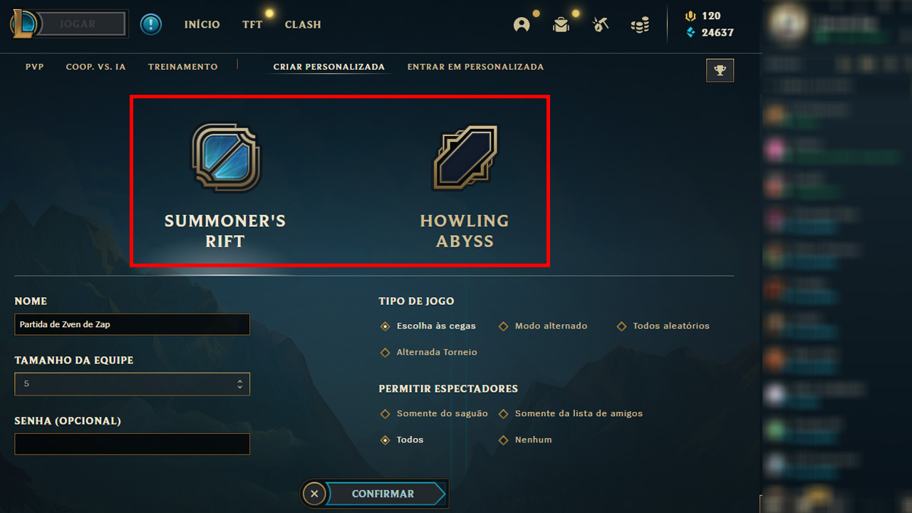 Como criar partidas personalizadas no LoL