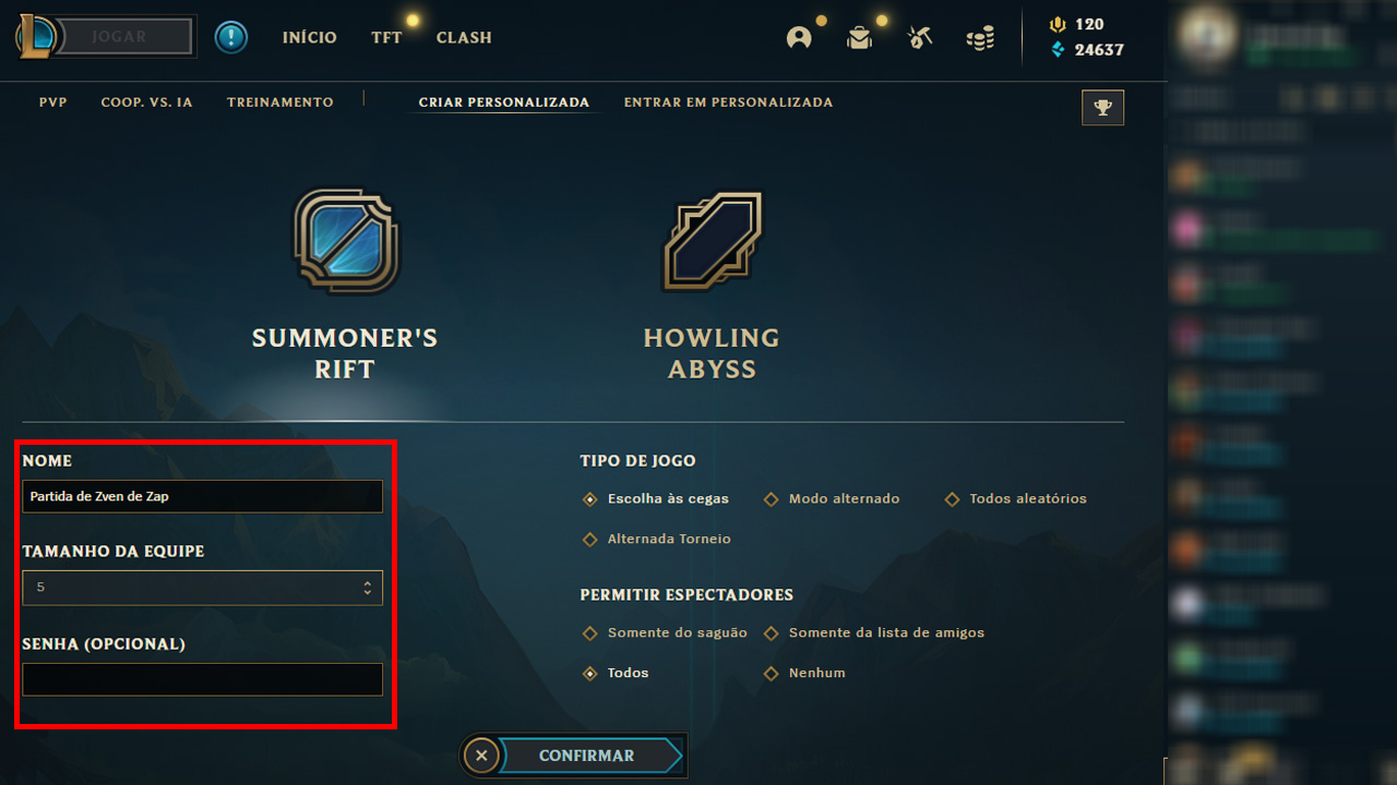 Como criar partidas personalizadas no LoL