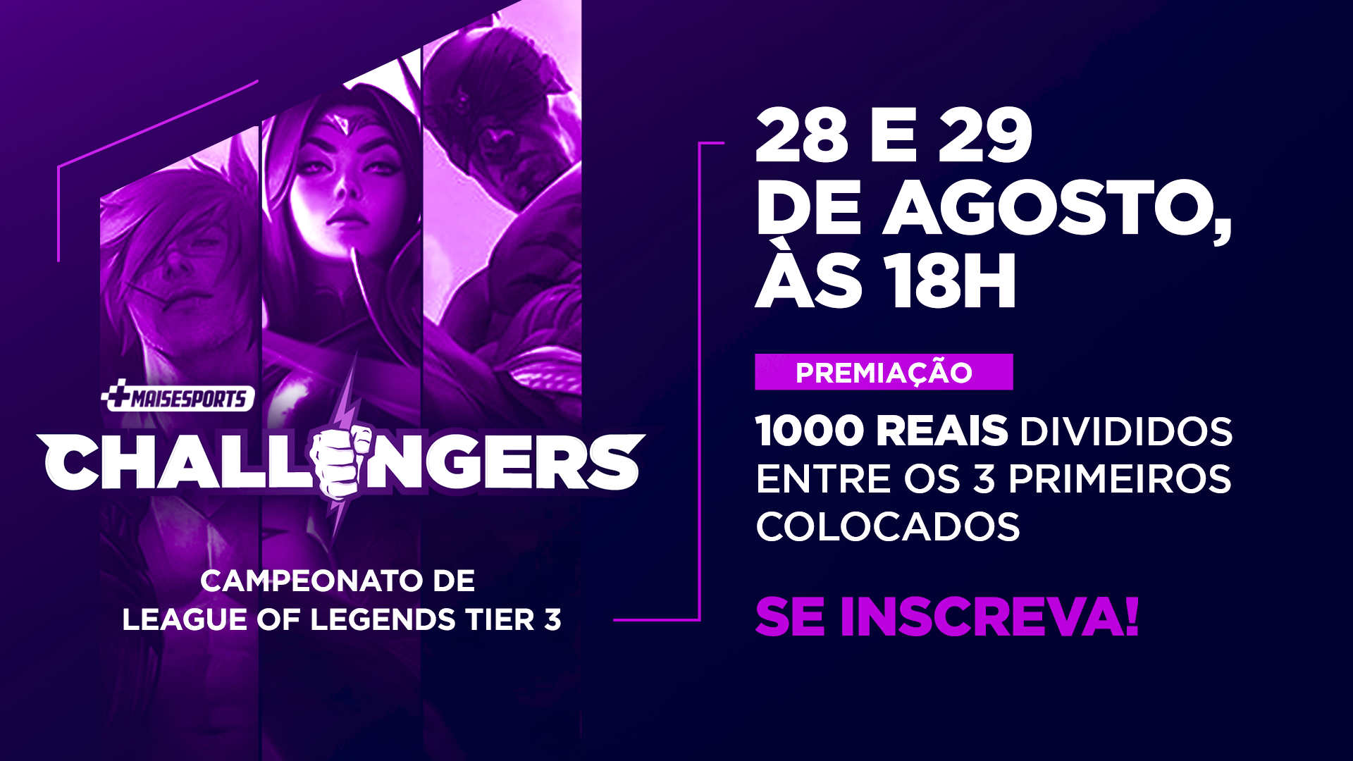 LoL: Mais Esports Challengers é anunciado com R$ 1000 em premiação