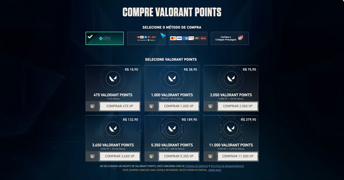 Como comprar VP no VALORANT