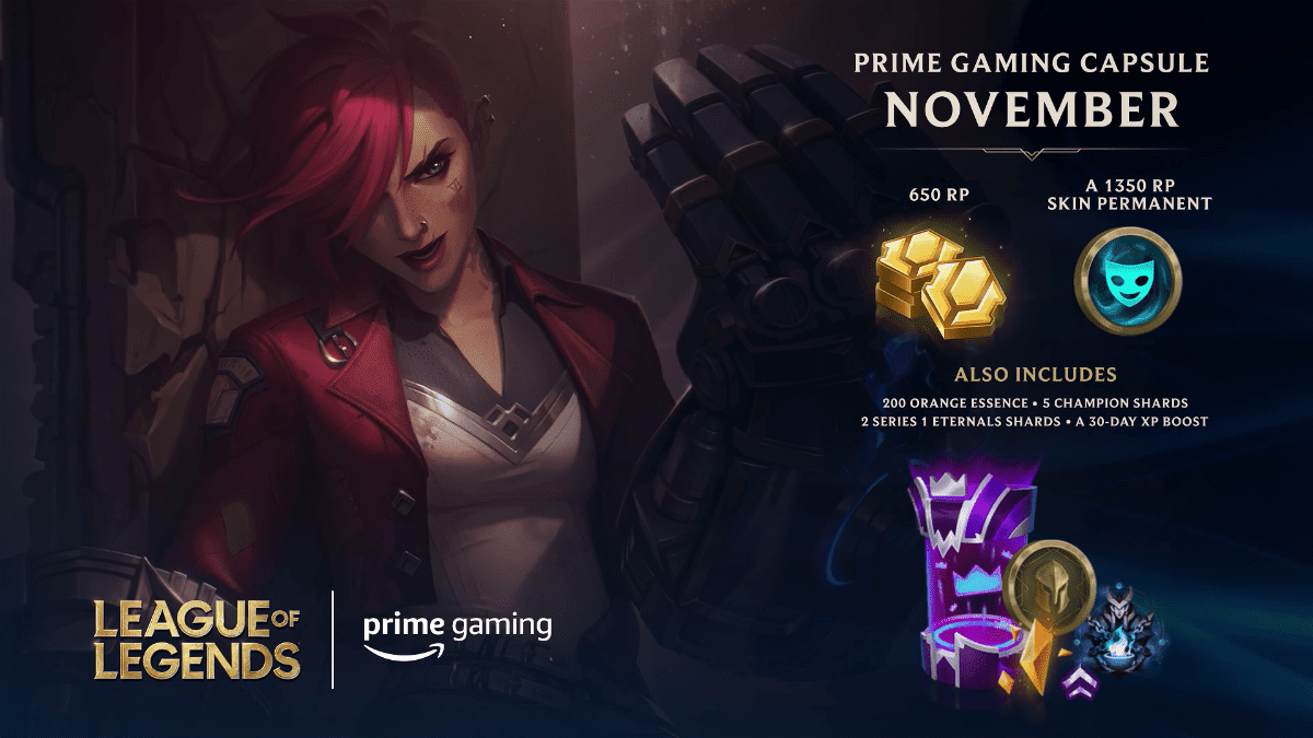 LoL: Prime Gaming de novembro dará RP, skin, boost de XP e mais