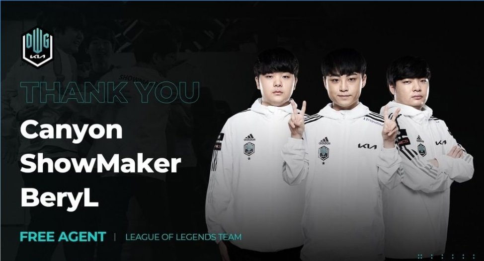 LoL: Canyon, ShowMaker e BeryL ficam Free Agents; DAMWON busca a renovação