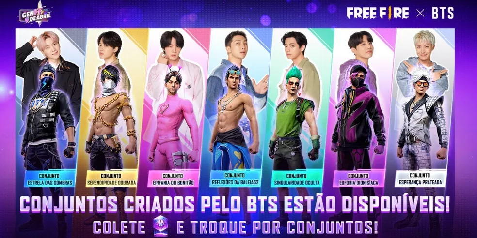 Free Fire: Em vídeo, membros do BTS criam suas próprias skins no jogo