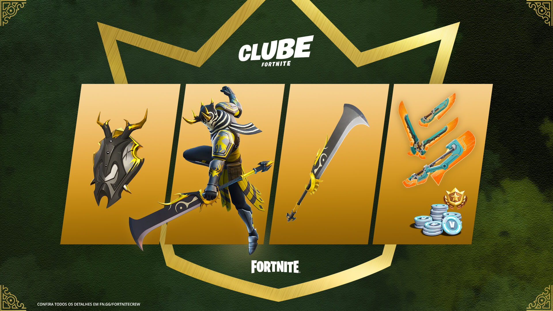 Fortnite: Guardião Áureo é skin do Pacote do Clube de janeiro