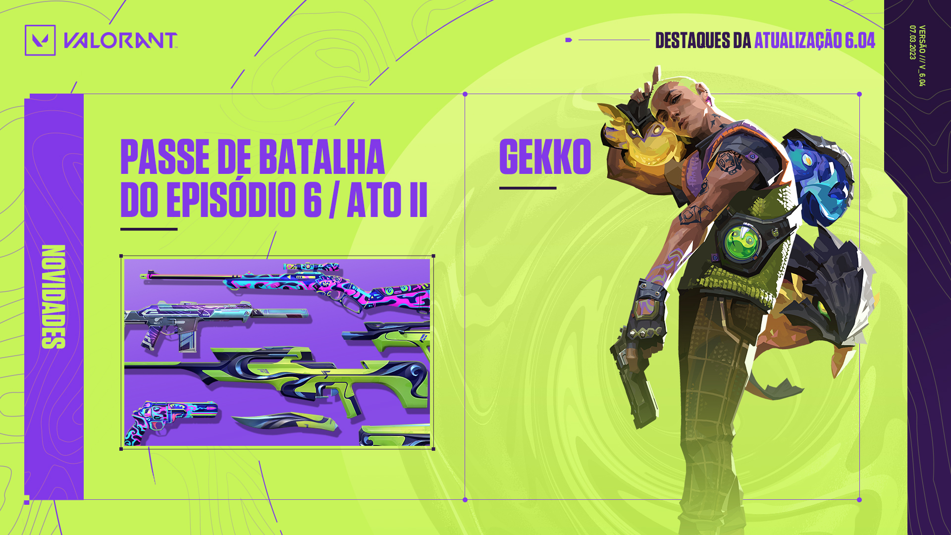 VALORANT: Atualização 6.04 traz novo agente Gekko, pacote Oni 2.0 e passe de batalha