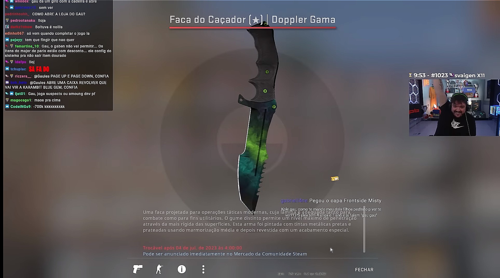 Gaules ganha faca de R$ 2 mil durante a live; vídeo