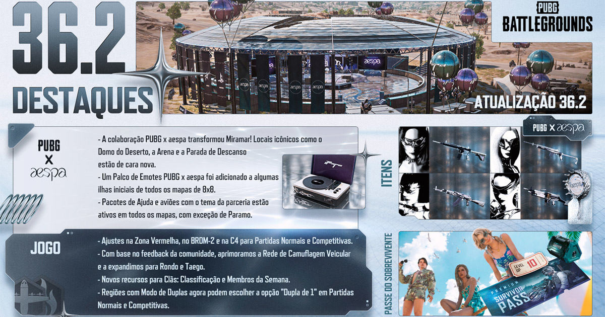 PUBG: Atualização 36.2 tem colab com aespa, ajustes de gameplay e novo sistema de clãs