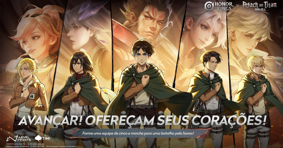 Honor of Kings: Parceria com Attack on Titan traz visuais e novo modo