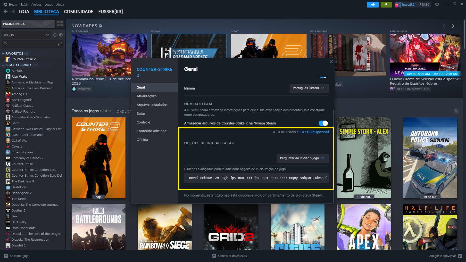 Opções de inicialização no CS2: veja as melhores para deixar o jogo rápido