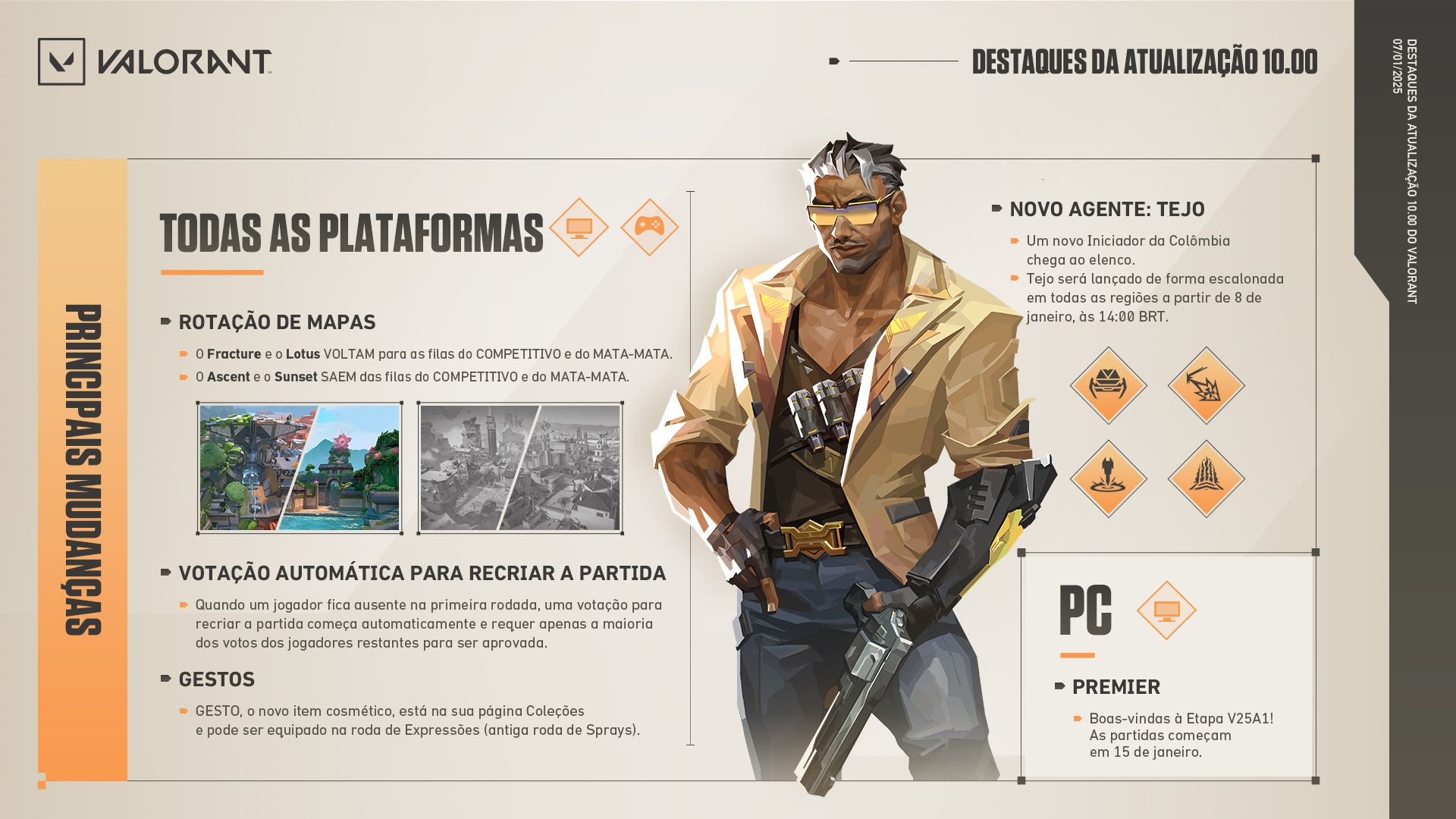 Valorant: Patch 10.00, o primeiro de 2025, traz atualizações na rotação de mapas