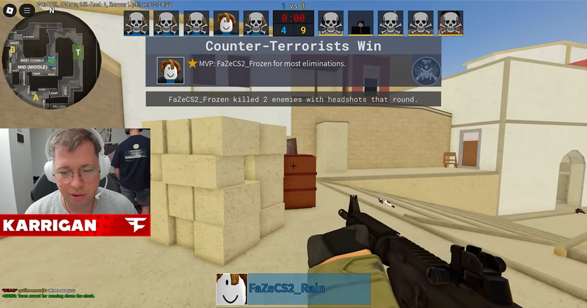 CS2: FaZe joga o “CS do Roblox” e perde para time brasileiro