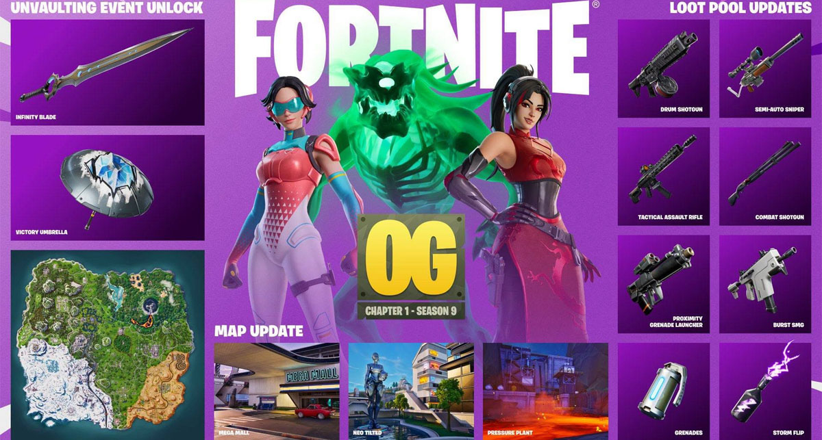 Fortnite: Atualização 41.10 chega com OG Season 9 e novos Sprites