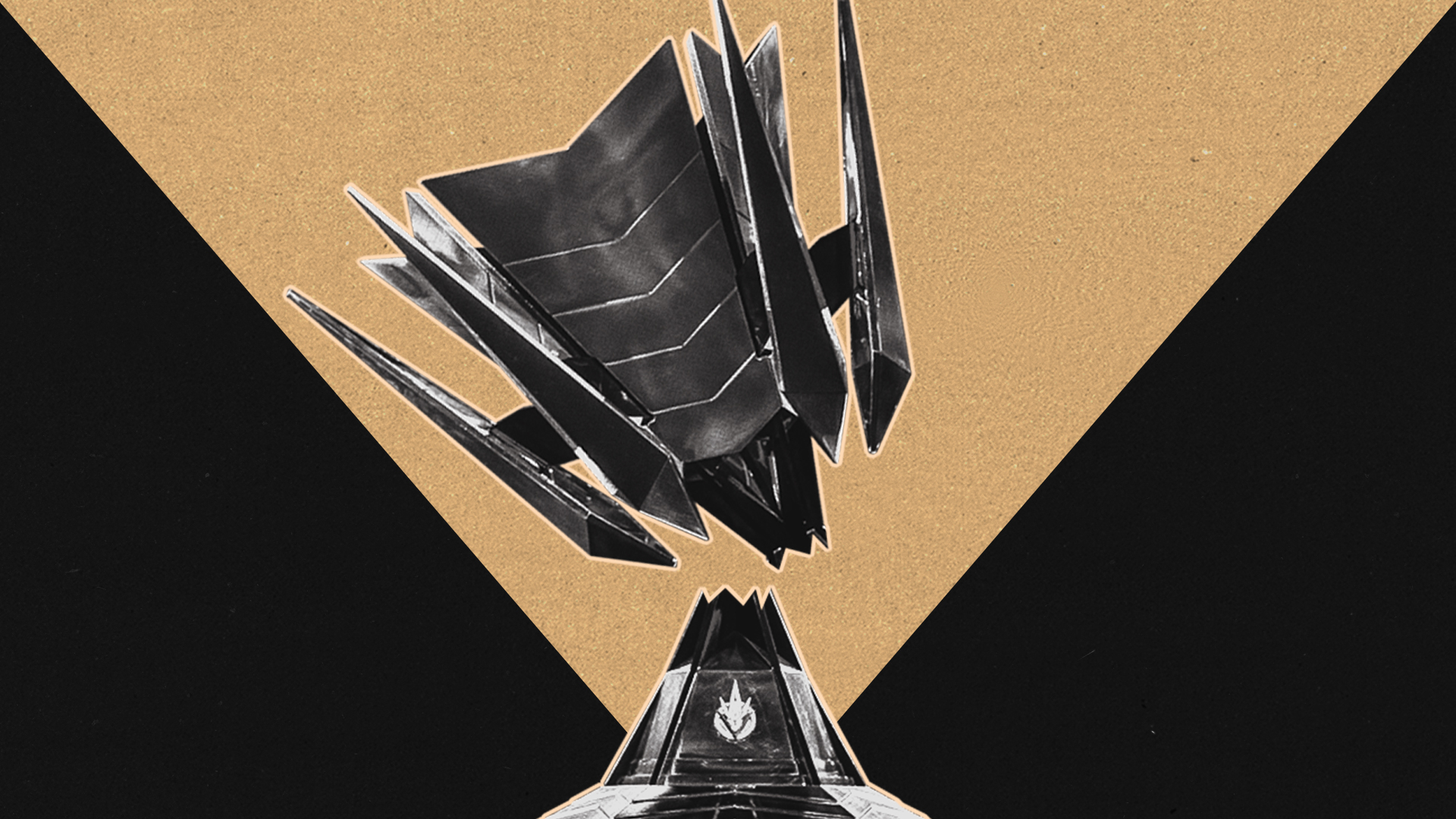 Uma imagem do troféu do CBLOL quebrado em partes